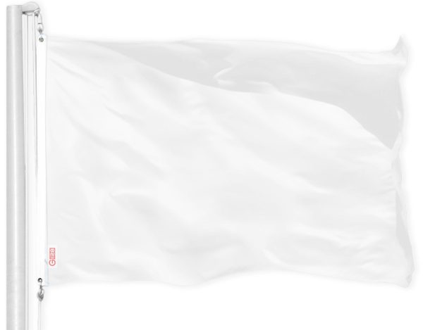 G128 Solid White Color DIY Flag | 3x5 feet | Printed 150D, Indoor/Outdoor, Vibrant Colors, Brass Grommets, Quality Polyester, Much Thicker More Durable Than 100D 75D Polyester