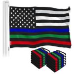 Thin Blue Green Red Line US Flag 3x5 Ft 10-Pack Printed 150D Polyester By G128