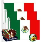 G128 3 Pack: Mexico Mexican Flag | 2.5x4 Ft | Double ToughWeave Series Double Sided Embroidered 210D Polyester | Country Flag, Embroidered Design, Indoor/Outdoor, Brass Grommets, Heavy Duty, 2-ply
