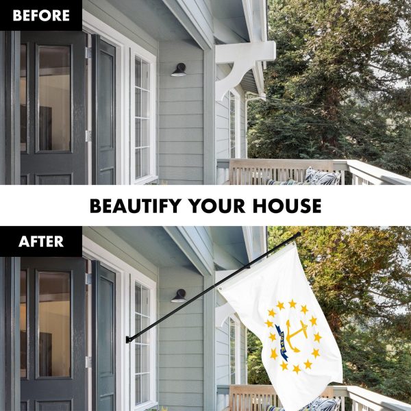 G128 Combo Pack: 6 Ft Tangle Free Spinning Flagpole (Black) & Rhode Island Flag 3x5 Ft Printed 150D Polyester, Brass Grommets (Flag Included) Aluminum Flag Pole - Image 3