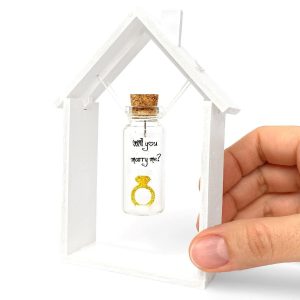 Kseniya Revta Cute Girlfriend and Boyfriend Gifts Personalized Anniversary Present for Her Him Custom Birthday Gift Idea for Women Men (Gold Ring Will You Marry Me? in Wooden Frame)