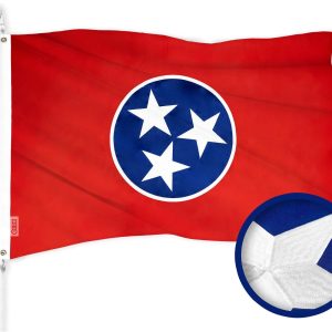 G128 Tennessee State Flag | 2.5x4 Ft | ToughWeave Series Embroidered 300D Polyester | Embroidered Design, Indoor/Outdoor, Brass Grommets