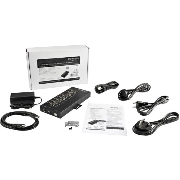 StarTech.com USB to RS232/RS485/RS422 8 Port Serial Hub Adapter - Industrial Metal USB 2.0 to DB9 Serial Converter - Din Rail Mountable - Image 4