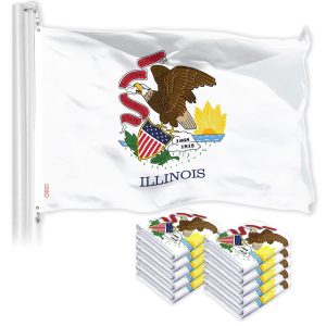 G128 10 Pack: Illinois IL State Flag | 3x5 Ft | LiteWeave Pro Series Printed 150D Polyester | Indoor/Outdoor, Vibrant Colors, Brass Grommets, Thicker and More Durable Than 100D 75D Polyester