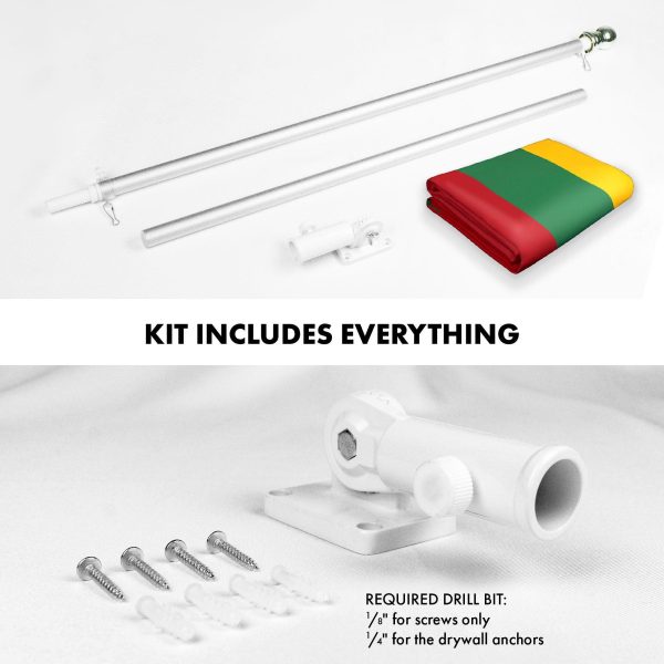 G128 Flag Pole 6FT Silver Tangle Free & Lithuania Lithuanian Flag 3x5 Ft Combo Printed 150D Polyester - Image 2