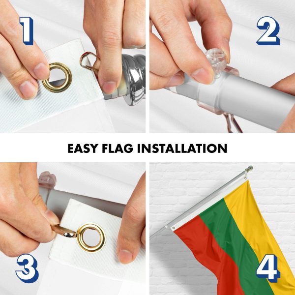 G128 Flag Pole 6FT Silver Tangle Free & Lithuania Lithuanian Flag 3x5 Ft Combo Printed 150D Polyester - Image 7