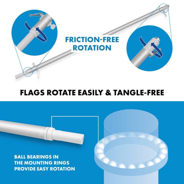 G128 Flag Pole 6FT Silver Tangle Free & Lithuania Lithuanian Flag 3x5 Ft Combo Printed 150D Polyester - Image 9