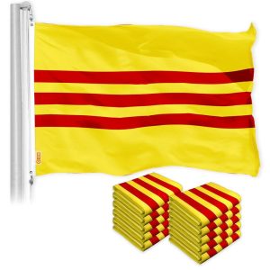 G128 10 Pack: South Vietnam South Vietnamese Flag | 3x5 Ft | LiteWeave Pro Series Printed 150D Polyester | Historical Flag, Vibrant Colors, Brass Grommets, Thicker and More Durable Than 100D 75D Poly