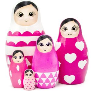 AEVVV Pink Nesting Dolls Set 5 pcs   Russian Dolls Pink Decorations  Matryoshka Doll   Pink Decor Bedroom