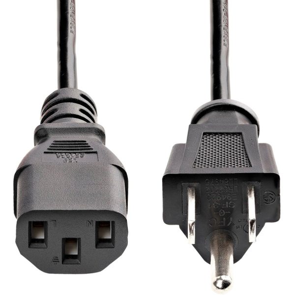 StarTech.com 12ft (3.6m) Computer Power Cord, NEMA 5-15P to C13, 10A 125V 18AWG, Black Replacement AC PC Power Cord TV/Monitor Power Cable - Image 3