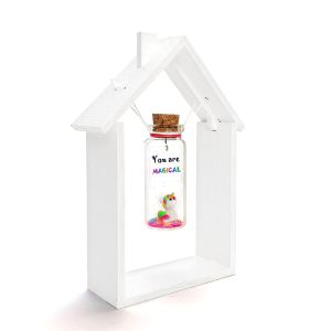 Tiny Magical Message in a Bottle Gift Idea Classy Inspirational Gifts for Him and Her Unique Presents for Women and Men (Rainbow Unicorn You Are Magical in Wooden Frame)