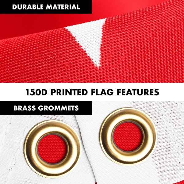 G128 Combo Pack: 6 Ft Tangle Free Spinning Flagpole (White) & Turkey Flag 3x5 Ft Printed 150D Polyester, Brass Grommets (Flag Included) Aluminum Flag Pole - Image 3