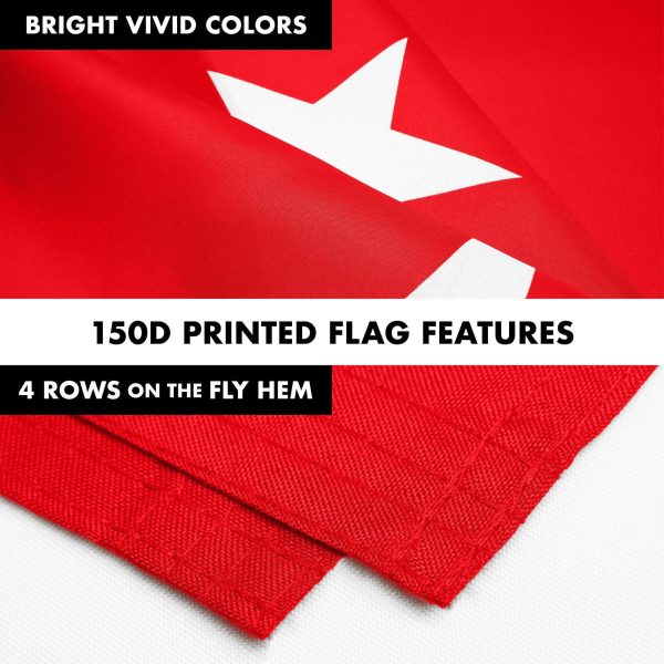 G128 Combo Pack: 6 Ft Tangle Free Spinning Flagpole (White) & Turkey Flag 3x5 Ft Printed 150D Polyester, Brass Grommets (Flag Included) Aluminum Flag Pole - Image 4