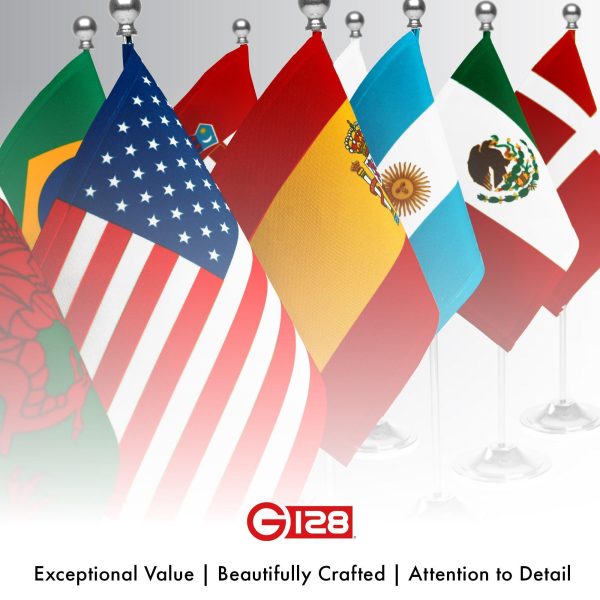 G128 France French Deluxe Desk Flag Set | 8.5x5.5 In | Printed 300D Polyester, with Silver Dome and Base, 15" Metal Pole, Decorations For Office, Home and Festival Events Celebration - Image 7