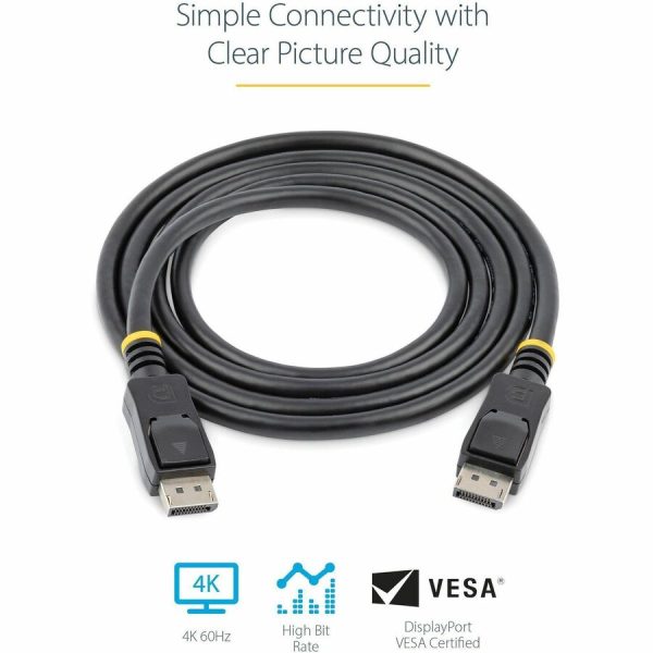 StarTech.com 6ft (2m) DisplayPort 1.2 Cable, 4K x 2K UHD VESA Certified DisplayPort Cable, DP Cable/Cord for Monitor, w/ Latches - Image 3