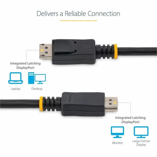 StarTech.com 6ft (2m) DisplayPort 1.2 Cable, 4K x 2K UHD VESA Certified DisplayPort Cable, DP Cable/Cord for Monitor, w/ Latches - Image 5