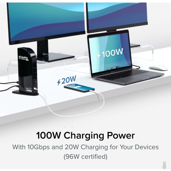 Plugable 4K USB C Docking Station Triple Monitor with 100W Charging - Image 3