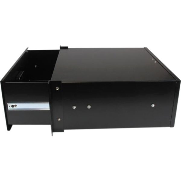 StarTech.com 4U Black Steel Storage Drawer for 19in Racks and Cabinets - 4U Black Sliding Rack Storage Drawer - Image 3