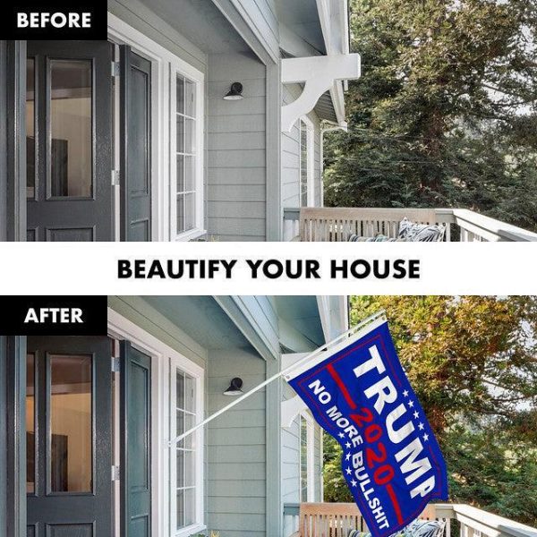 G128 Combo Pack: 6 Feet Tangle Free Spinning Flagpole (White) Trump No More Bullshit Flag 3x5 ft Printed 150D Brass Grommets (Flag Included) Aluminum Flag Pole - Image 2