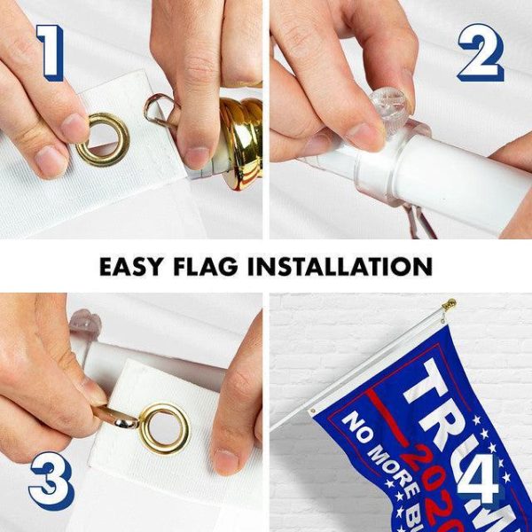 G128 Combo Pack: 6 Feet Tangle Free Spinning Flagpole (White) Trump No More Bullshit Flag 3x5 ft Printed 150D Brass Grommets (Flag Included) Aluminum Flag Pole - Image 6