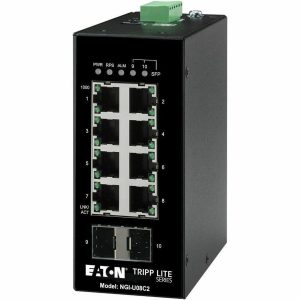 Eaton Tripp Lite Series 8-Port Unmanaged Industrial Gigabit Ethernet Switch - 10/100/1000 Mbps, 2 GbE SFP Slots, -40° to 75°C, DIN Mount, TAA