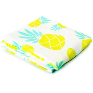 Muslin Swaddle Blanket Large 47 x47 Pineapple Print Super Soft Breathable Bamboo Cotton for Newborn Infant Baby Receiving Swaddling Blanket Wrap Boys Girls