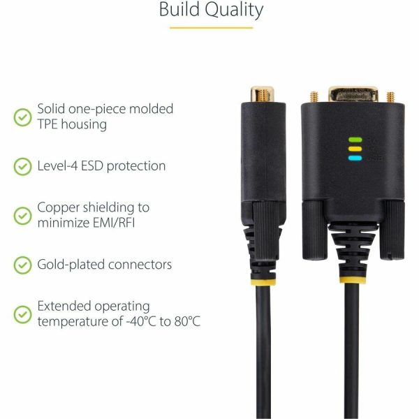 StarTech.com 10ft (3m) USB to Serial Adapter Cable, COM Retention, FTDI, DB9 RS232, Interchangeable DB9 Screws/Nuts, Windows/macOS/Linux - Image 6