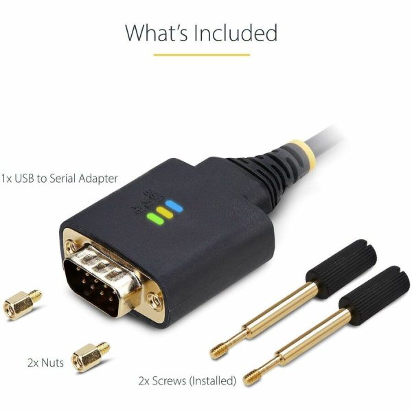 StarTech.com 10ft (3m) USB to Serial Adapter Cable, COM Retention, FTDI, DB9 RS232, Interchangeable DB9 Screws/Nuts, Windows/macOS/Linux - Image 7