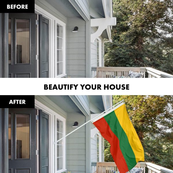 G128 Flag Pole 6FT White Tangle Free & Lithuania Lithuanian Flag 3x5 Ft Combo Printed 150D Polyester - Image 3