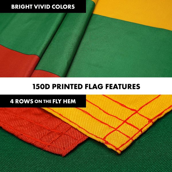 G128 Flag Pole 6FT White Tangle Free & Lithuania Lithuanian Flag 3x5 Ft Combo Printed 150D Polyester - Image 5