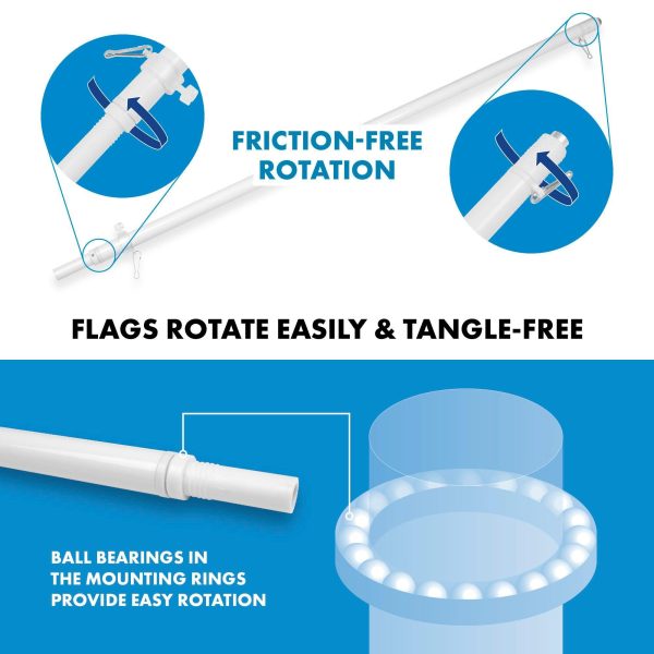 G128 Flag Pole 6FT White Tangle Free & Lithuania Lithuanian Flag 3x5 Ft Combo Printed 150D Polyester - Image 9