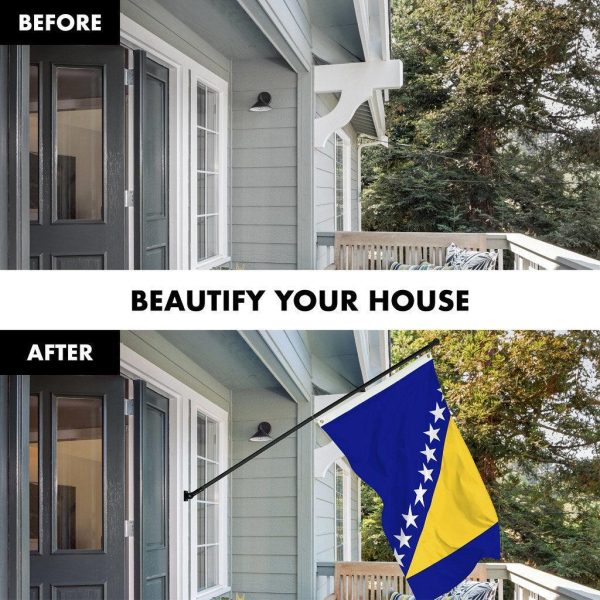 G128 Combo Pack: 6 Ft Tangle Free Spinning Flagpole (Black) & Bosnia and Herzegovina Flag 3x5 Ft Printed 150D Polyester, Brass Grommets (Flag Included) Aluminum Flag Pole - Image 2