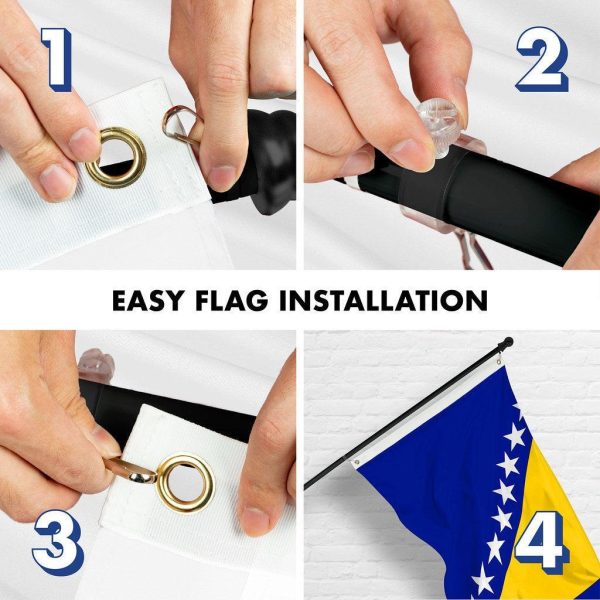 G128 Combo Pack: 6 Ft Tangle Free Spinning Flagpole (Black) & Bosnia and Herzegovina Flag 3x5 Ft Printed 150D Polyester, Brass Grommets (Flag Included) Aluminum Flag Pole - Image 6