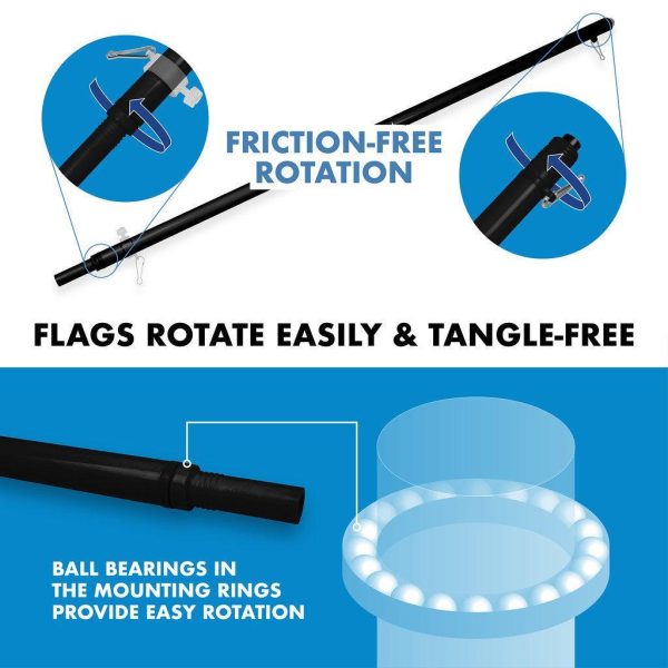 G128 Combo Pack: 6 Ft Tangle Free Spinning Flagpole (Black) & Bosnia and Herzegovina Flag 3x5 Ft Printed 150D Polyester, Brass Grommets (Flag Included) Aluminum Flag Pole - Image 8
