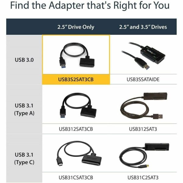 StarTech.com USB 3.0 to 2.5" SATA III Hard Drive Adapter Cable w/ UASP - SATA to USB 3.0 Converter for SSD / HDD - Image 5