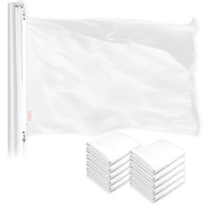 G128 10 Pack: Solid White Color Flag | 2.5x4 Ft | LiteWeave Pro Series Printed 150D Polyester | Indoor/Outdoor, Vibrant Colors, Brass Grommets, Thicker and More Durable Than 100D 75D Polyester
