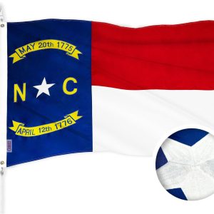 G128 North Carolina State Flag | 2x3 Ft | ToughWeave Series Embroidered 300D Polyester | Embroidered Design, Indoor/Outdoor, Brass Grommets