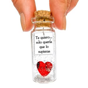 Mensaje romántico en una botella para regalar a tu novio o novia Tarro de los deseos con una tarjeta para tu esposo o esposa (in a bottle Te quiero… sólo quería que lo supieras)