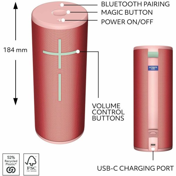 Ultimate Ears BOOM 4 Portable Waterproof Bluetooth Speaker With 360-Degree, Bold, Immersive, Crystal-Clear Sound, Floating Speaker With 15-Hour Battery and 147ft (45m) Range, Red - Image 6