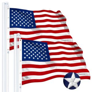 G128 2 PACK: USA American Flag 10x15FT Embroidered Spun Polyester