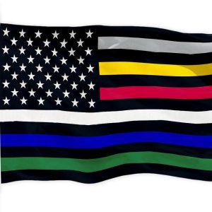 G128 Thin Line Civil Services Flag | 3x5 Ft | Printed 150D Polyester - Gray, Yellow, Red, White, Blue, Green Line, Indoor/Outdoor, Vibrant Colors, Brass Grommets, Quality Polyester, Much Thicker More Durable Than 100D 75D Polyester