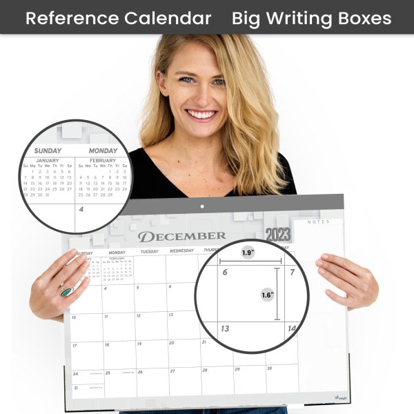 Desk Calendar 2024 17x12 Wall Calendar      Thick Paper & Notes Section   Runs from December 2023   December 2024 (Gray) - Image 2