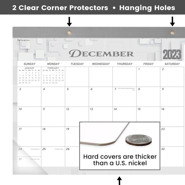 Desk Calendar 2024 17x12 Wall Calendar      Thick Paper & Notes Section   Runs from December 2023   December 2024 (Gray) - Image 3