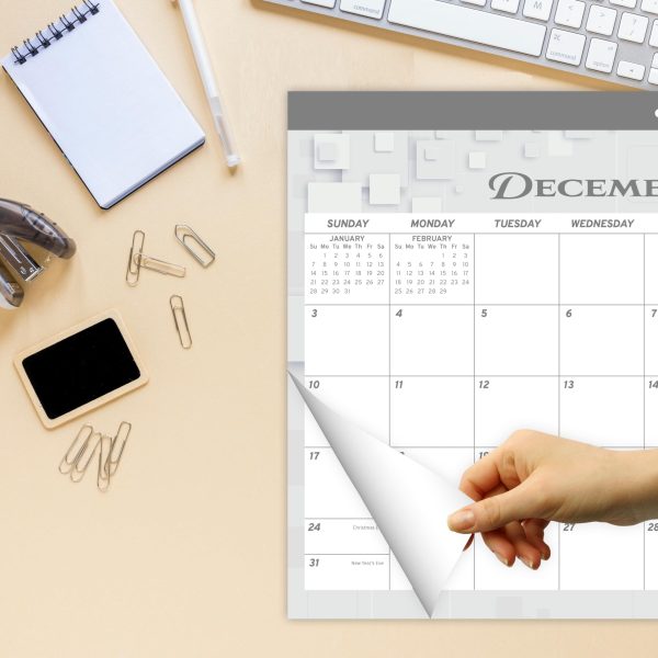 Desk Calendar 2024 17x12 Wall Calendar      Thick Paper & Notes Section   Runs from December 2023   December 2024 (Gray) - Image 4
