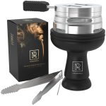 Black Hookah Bowl Set Silicone – Premium Shisha Bowl Phunnel Hookah Bowl Black for Smoking with Hookah Tongs & Heat Management Charcoal Holder with HMD HULI