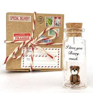 Cute and Kawaii Valentine's Day and Anniversary Presents Personalized Love Gifts for Boyfriend Girlfriend (Brown Bear I Love You Beary Much in Craft Gift Box)