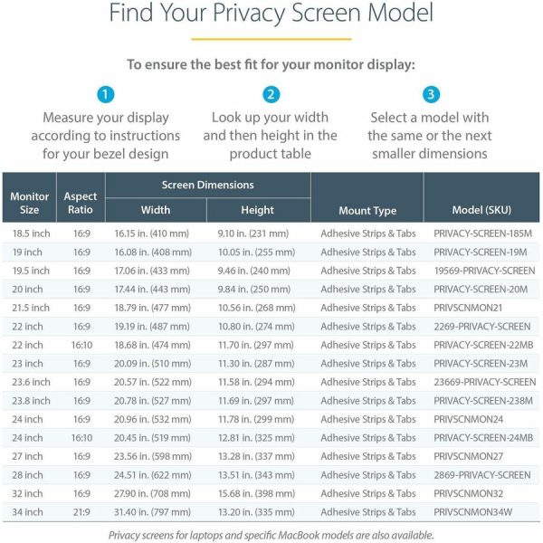 StarTech.com Monitor Privacy Screen for 23" Display - Widescreen Computer Monitor Security Filter - Blue Light Reducing Screen Protector - Image 4