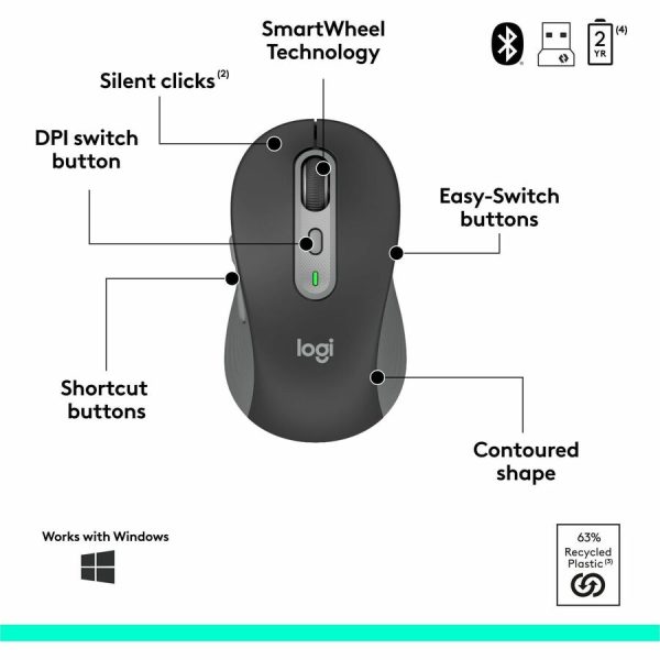 Logitech Signature Slim MK955 Combo for Business, Copilot Edition, Wireless Keyboard and Mouse, Graphite - Image 6