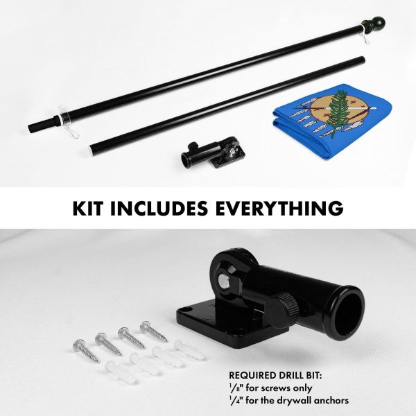 G128 Combo Pack: 6 Ft Tangle Free Aluminum Spinning Flagpole (Black) & Oklahoma OK State Flag 3x5 Ft, Double ToughWeave Series Double Sided Embroidered 210D Polyester | Pole with Flag Included - Image 2