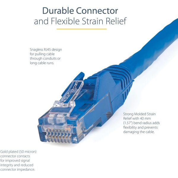 StarTech.com 10ft CAT6 Ethernet Cable - Blue Snagless Gigabit - 100W PoE UTP 650MHz Category 6 Patch Cord UL Certified Wiring/TIA - Image 3